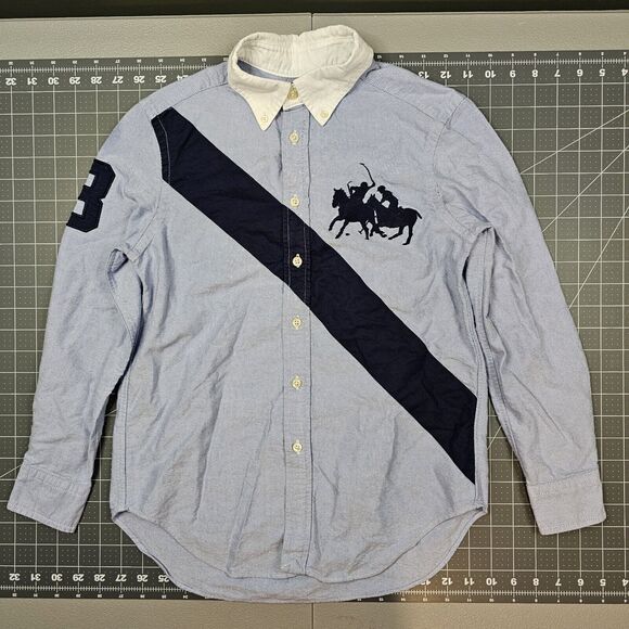 Polo Ralph Lauren Shirt Boys Medium Button Up Big Pony 3 Preppy Academia Classic - Picture 1 of 10